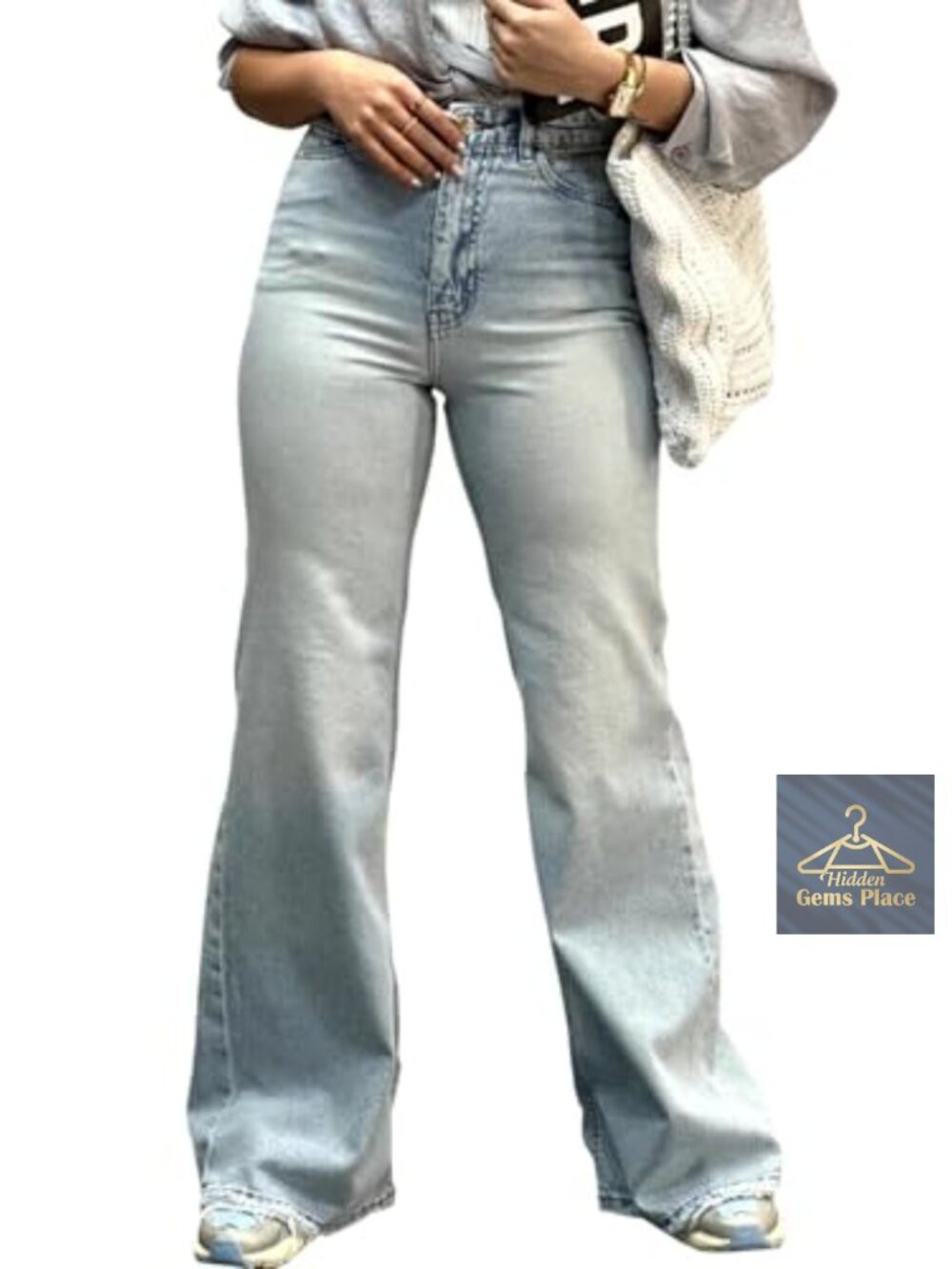 High Waisted Flare Bell Bottom Wide Leg Stretch Denim Jeans